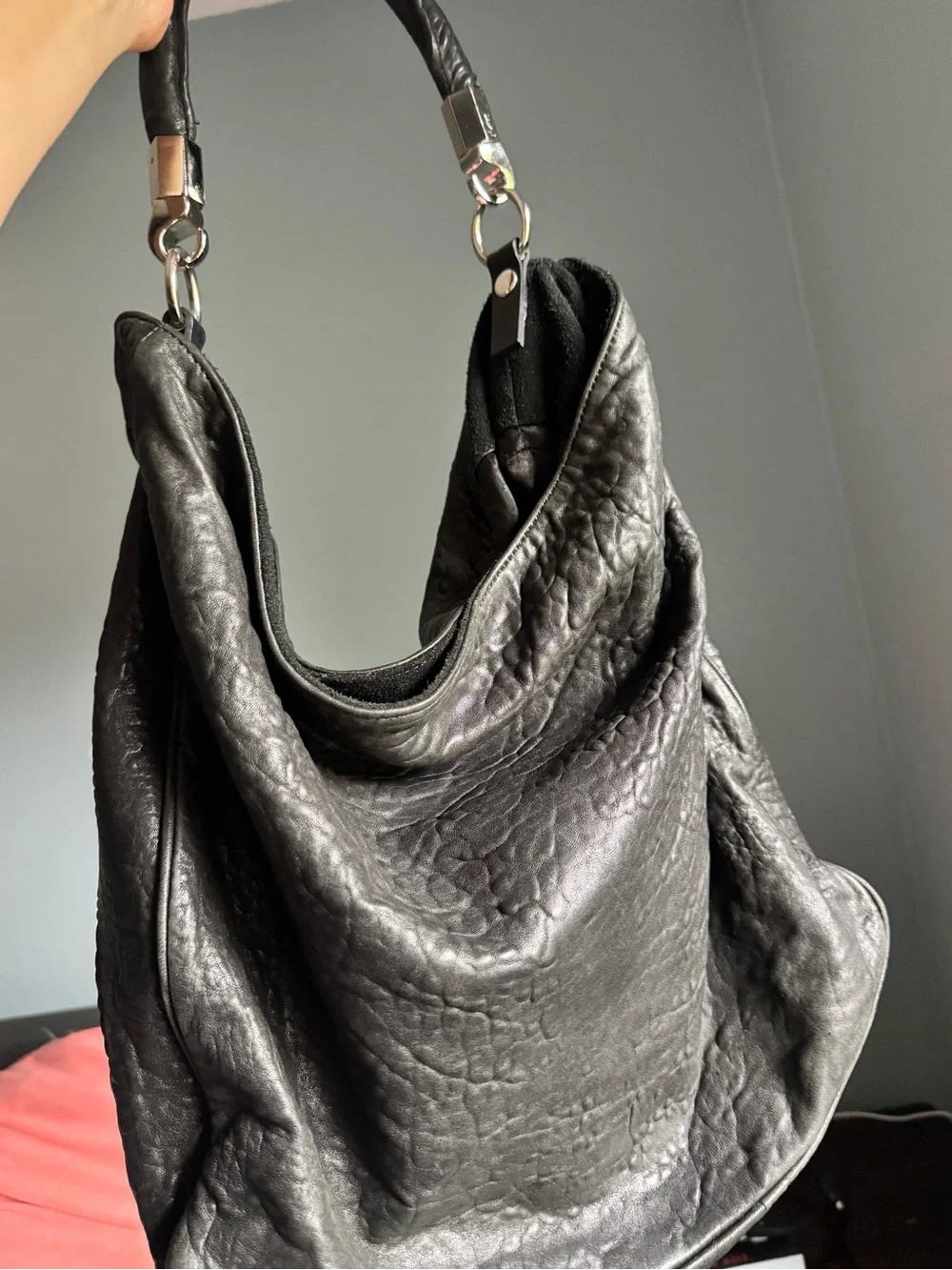 Yves Saint Laurent Black Leather Hobo Bag
